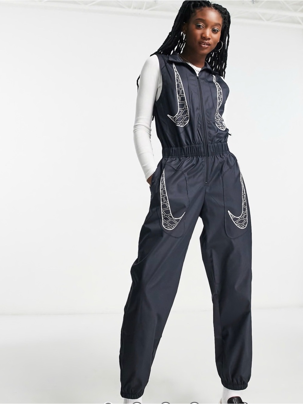 Nike Sportswear Air Max Day Woven Sleeveless Jumpsuit - Black (Women’s Large)